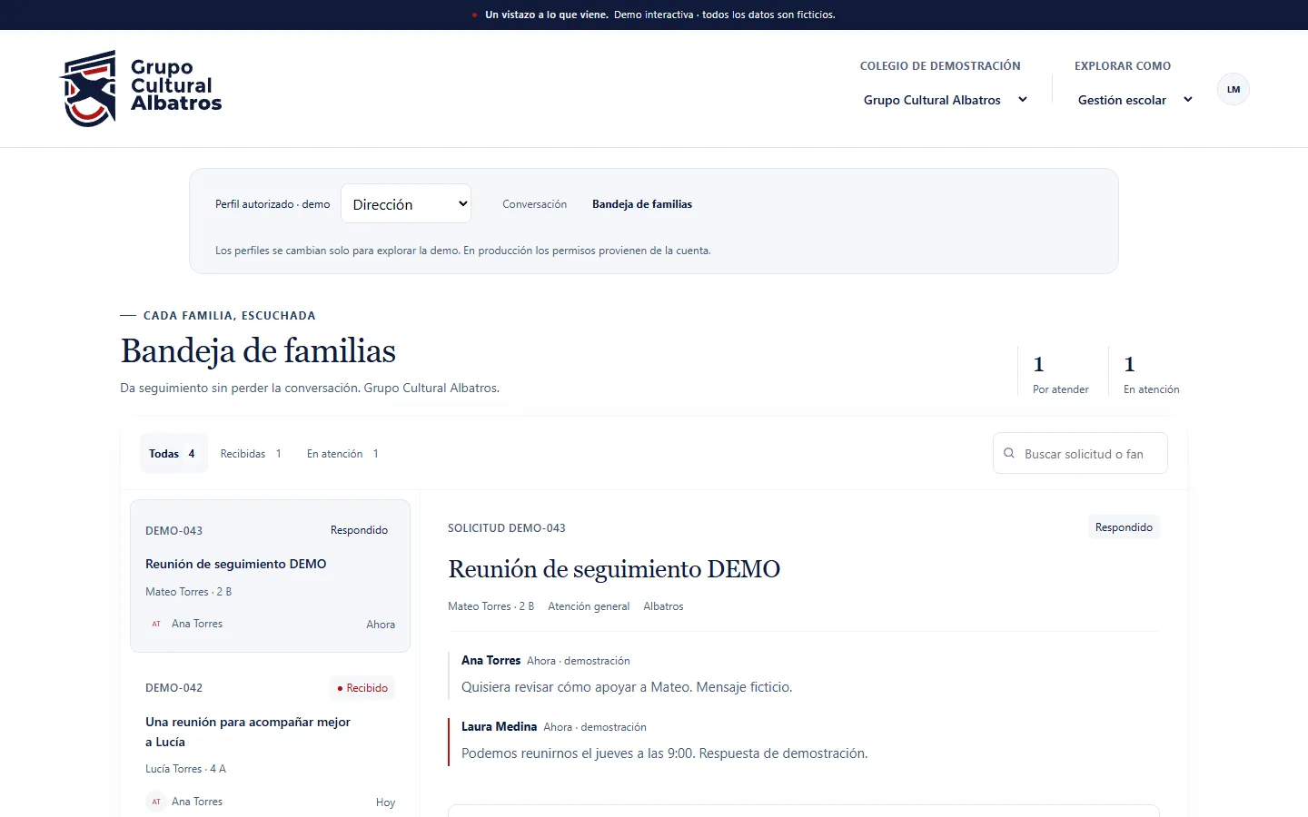 Bandeja de solicitudes de la app Cerca